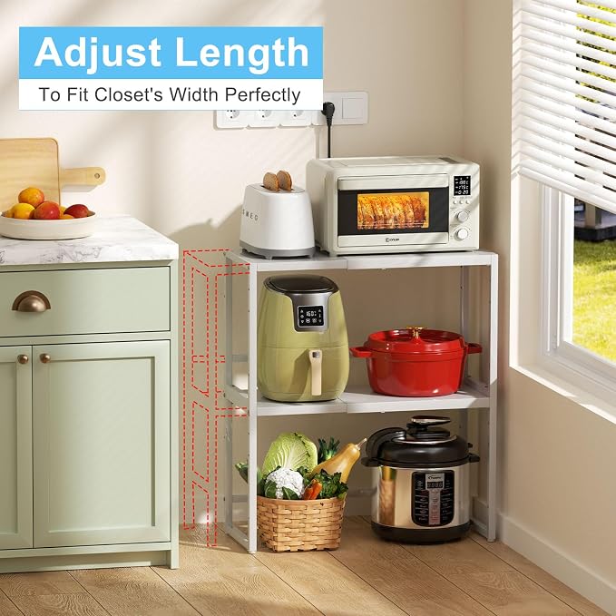 2 Pack Expandable Kitchen Storage Shelves, 110LBS Heavy Duty Metal Shelving - Image 4