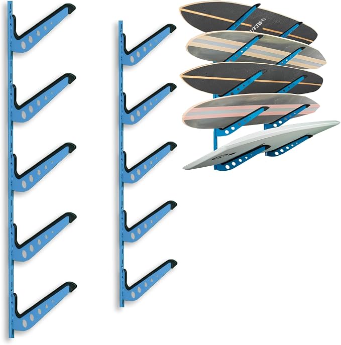 Snowboard Wall Mount, Adjustable 5/6 Board Surfboard Rack, Surfboard Wall by ShouRong