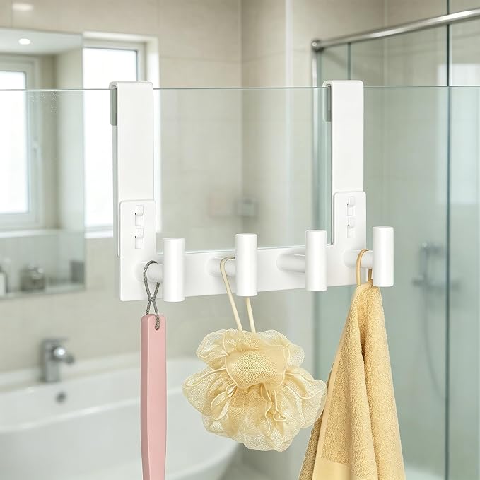 PMMASTO No-Drill Extra Long Shower Hooks, Fits 3/8" Thick Door, Heavy Duty - Image 2