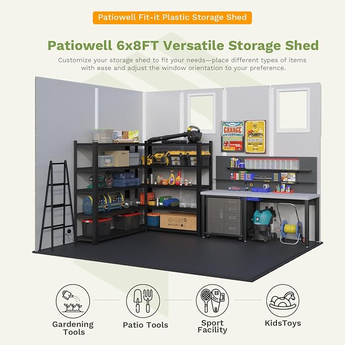 Patiowell 6X8 FT Plastic Outdoor Storage Shed - Image 6