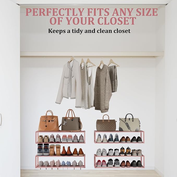 Expandable Wall Mounted Shoe Rack, Heavy Duty Metal Shoe Holder - Image 5