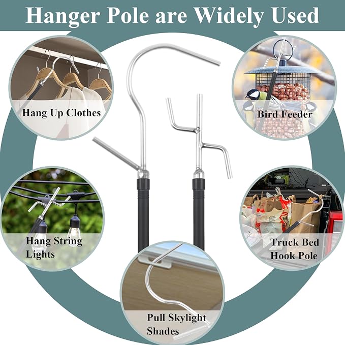 Clothes Hook Pole Heavy Duty, 32 to 80In Retail Clothing Hook Pole | Extra Long - Image 6