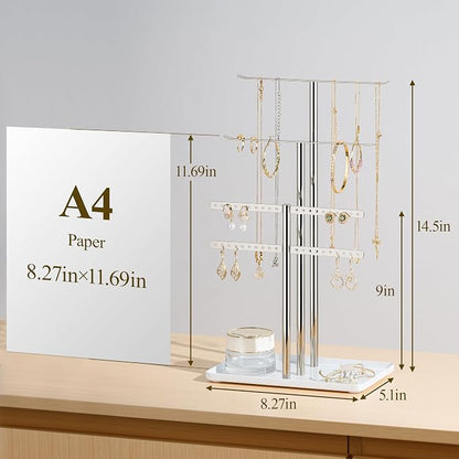 pickpiff Silver Jewelry Stand Holder Organizer: 14.5" Sturdy Hanger - Image 4