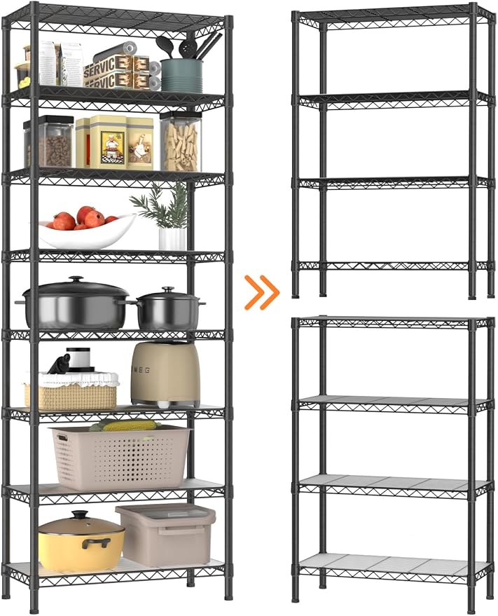8 Tier Adjustable Storage Shelves Heavy Duty Metal Shelf Wire Shelving Unit by Golpart