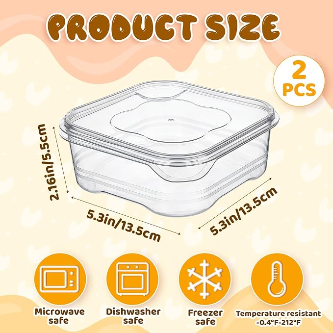 Cheese Container for Refrigerator 2 Pcs Reusable Sliced Cheese Container Clear - Image 2