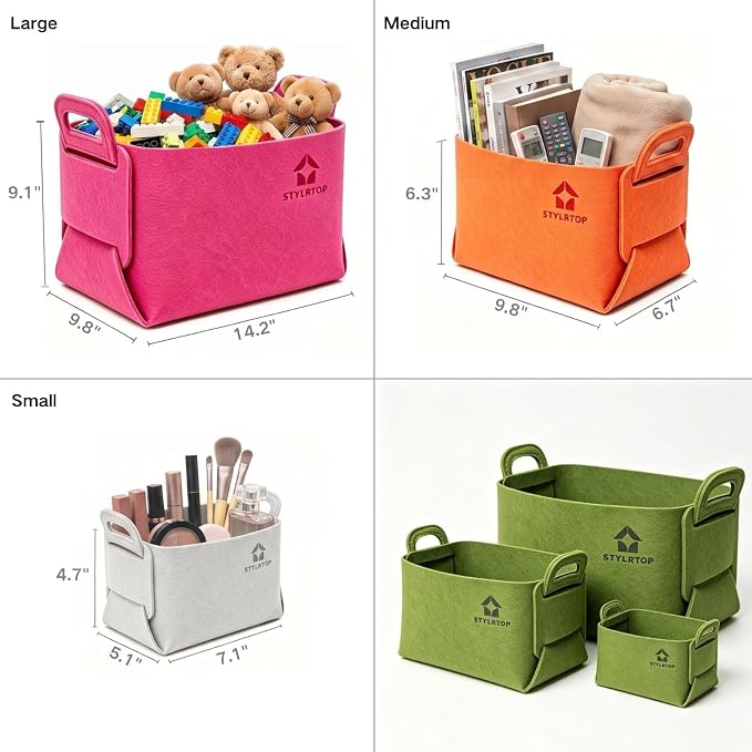 Felt Storage Bin, Collapsible Felt Basket - Image 7