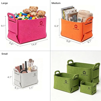Felt Storage Bin, Collapsible Felt Basket - Image 7