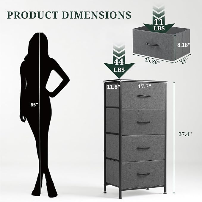 4 Drawers Dresser for Bedroom Fabric Storage Tower - Image 3