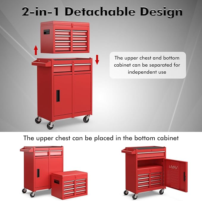 Goplus Rolling Tool Chest, 5-Drawer Tool Box Organizer w/Lockable Wheels & - Image 4