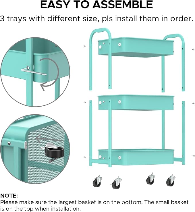 MAX Houser 3-Tier Rolling Utility Cart - Image 7