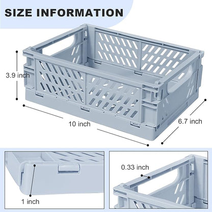 Small Pastel Plastic Storage Bins 2Pcs Foldable Pastel Crates Plastic Basket - Image 2