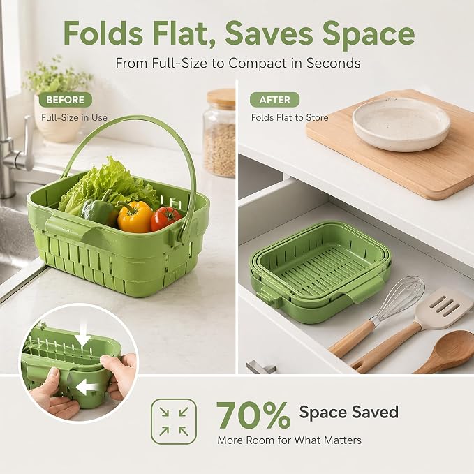 Foldable Hanging Sink Drain Basket, Expandable Kitchen Sink Colander - Image 8