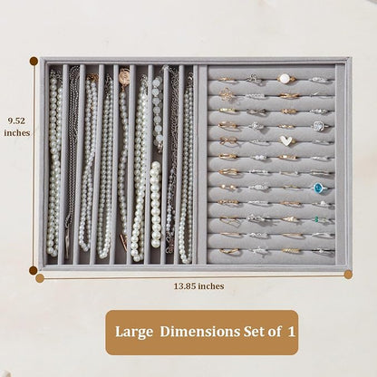 Large Jewelry Organizer for Drawer Insert Velvet Stackable Jewelry Trays for - Image 3