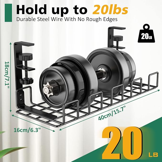 Under Desk Cable Management Tray, L 15.7''W 6.3'' No Drill Steel Desk Cable - Image 4
