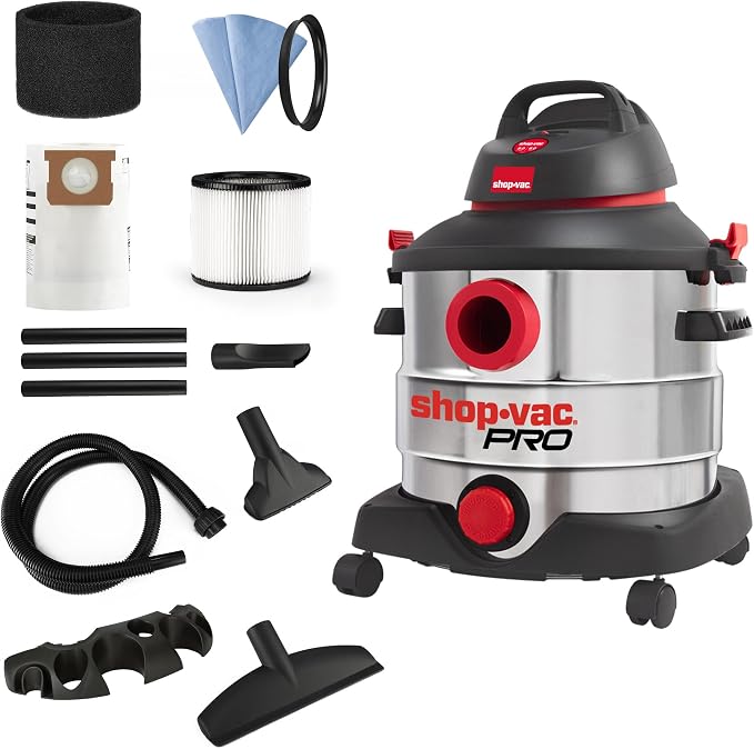 Shop-Vac 8 Gallon 6.0 Peak HP Wet/Dry Vacuum, Stainless Steel Tank, Portable by Shop-Vac