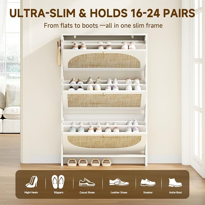 Nicetree Shoe Cabinet Storage for Entryway Slim 9.5" Freestanding Floor Base - Image 5
