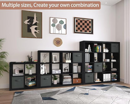 furtble Bookshelf with Storage Bin, 12-Cube Storage Organizer, Modern Wood Open - Image 7
