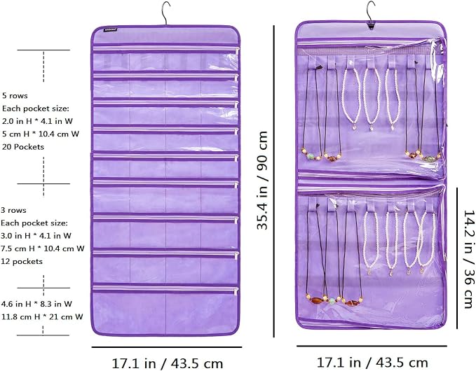 Dual-sided Hanging Jewelry Organizer Necklace Holder Jewelries Storage - Image 7