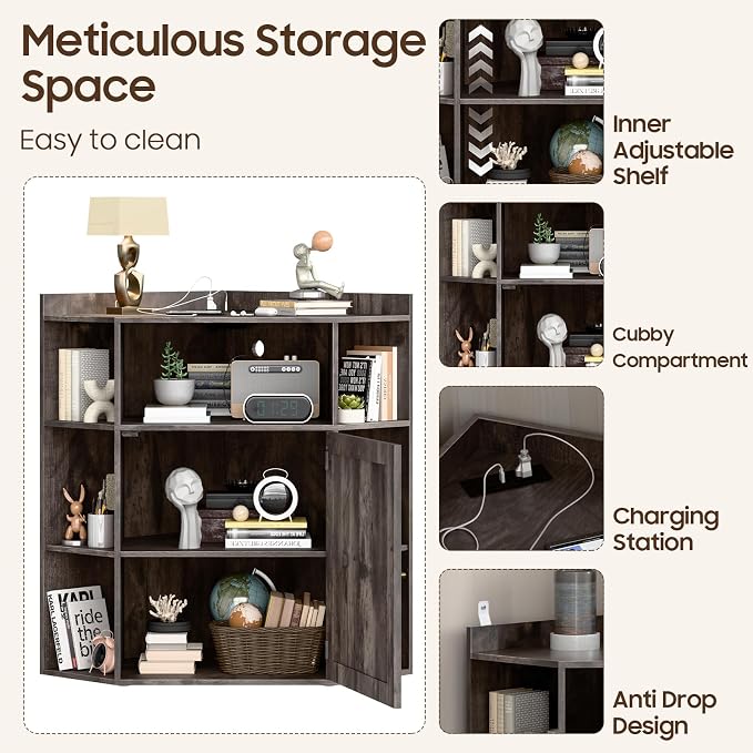 Corner Storage Cabinet, Farmhouse Corner Bookshelf - Image 6
