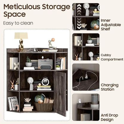 Corner Storage Cabinet, Farmhouse Corner Bookshelf - Image 6