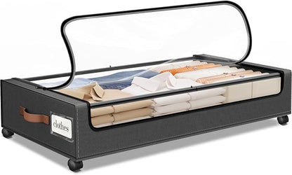 Under Bed Storage with Wheels 1Pack Storage Containers with Clear Window&Label by SpaceHacks