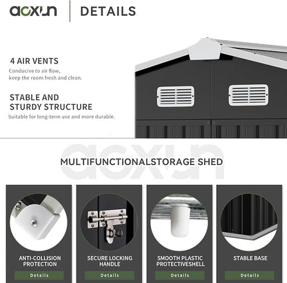 Aoxun 9.4x7.3x6.5 FT Outdoor Storage Shed, Garbage Can, Outdoor Metal Shed - Image 4
