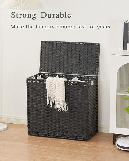 Laundry Hamper with Lid Laundry Basket 132 L Wicker Clothes Hamper, Handwoven - Image 7