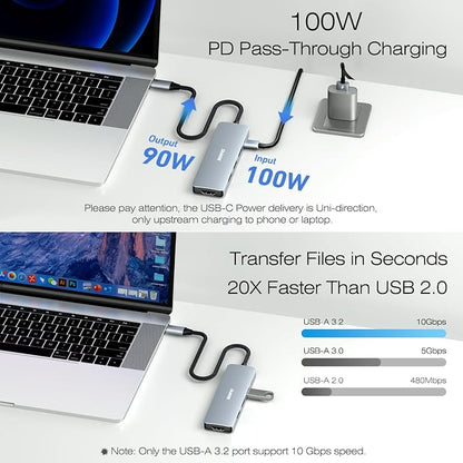 BENFEI USB C Hub 5-in-1 with 4K HDMI, 100W Power Delivery, 3 USB-A, Silicone - Image 5