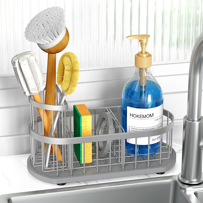 Kitchen Sink Organizer with Sponge Holder & Brush Holder by HOKEMOM