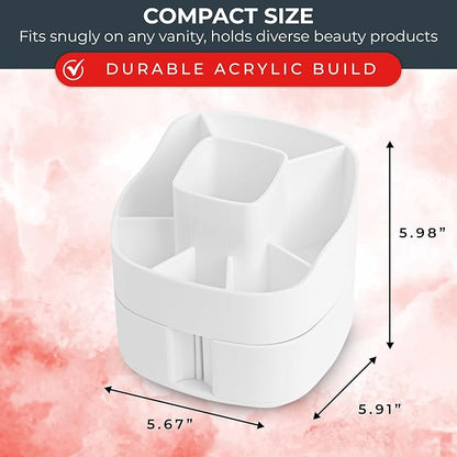 Masirs 360° Rotating Makeup Organizer – Small Acrylic Cosmetic Storage Caddy - Image 3