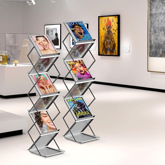 6 Pockets Foldable Aluminum Magazine Rack - Image 9