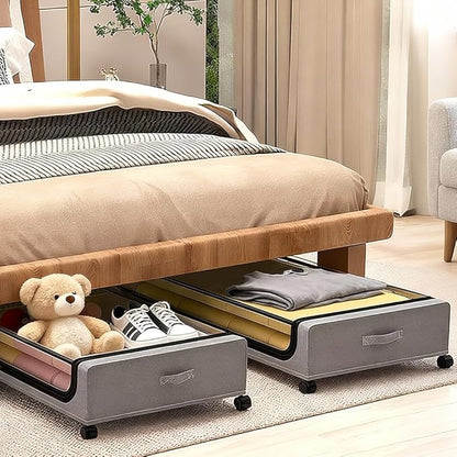 Under Bed Storage with Wheels, 6.7'' Tall Underbed Storage Containers with Lids - Image 4
