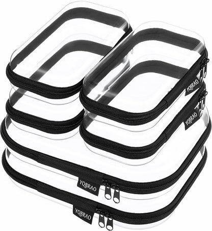 6 Pack Black Clear Hard Shell Beauty Organizer, 1.2mm Heavy Duty Crush-Proof by Unknown