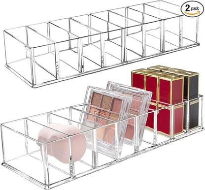 2 Pack Detachable Makeup Organizer, 8 Compartments Acrylic Cosmetic Storage by Seitop