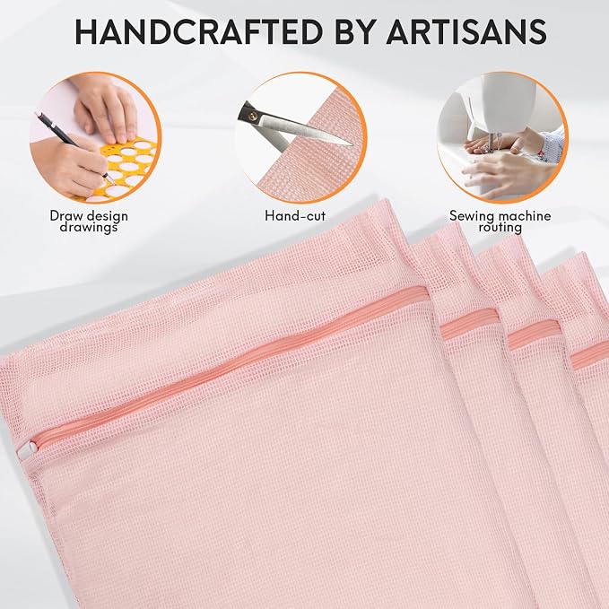4-Piece Pink Large Durable Organic Cotton Mesh Laundry Bags - Image 3