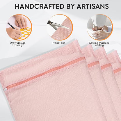 4-Piece Pink Large Durable Organic Cotton Mesh Laundry Bags - Image 3