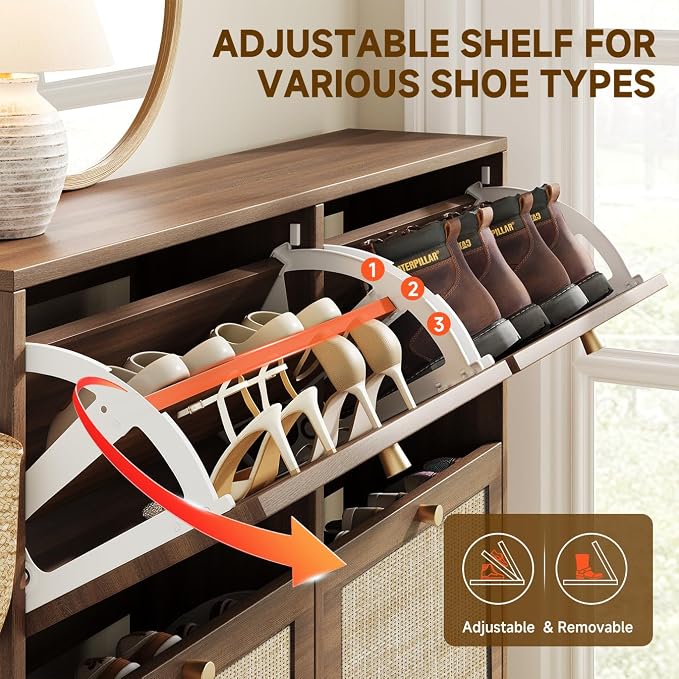 Nicetree Shoe Cabinet Storage for Entryway, 4-Flip Drawer Narrow Shoe Rack - Image 5