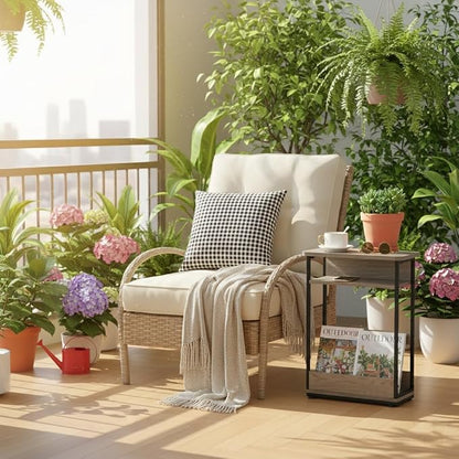 Vintage Narrow Side Table with Storage Shelf, 3 Tier Slim End Table Modern Sofa - Image 9