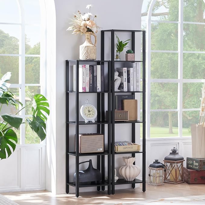 YUFAM 6 Tier Tall Skinny Bookshelf, Narrow Bookcase, Wooden Shelf, Narrow Shelf - Image 4