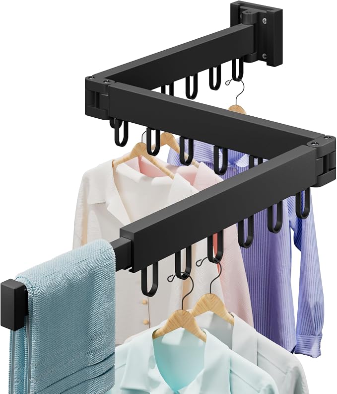 Abiglifty Clothes Drying Rack Wall Mounted, Laundry Drying Rack Collapsible by ABIGLIFTY