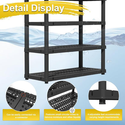 72”H Plastic Garage Storage Shelves, 5-Tier Heavy Duty Plastic Shelving - Image 5