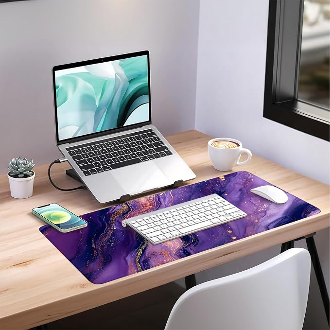 Purple Gaming Mouse Pad 35.4"x15.7"Desk Mat Anti-Slip Rubber Base & Durable - Image 7