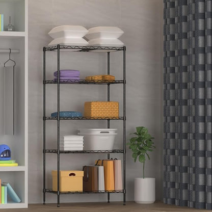 5 Tier Standing Metal Wire Shelving Unit, Adjustable Height, Storage Shelf Units - Image 2