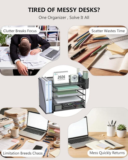 WALI Desk File Organizer, 5 Tier Desktop Paper Letter Tray Organizer - Image 3