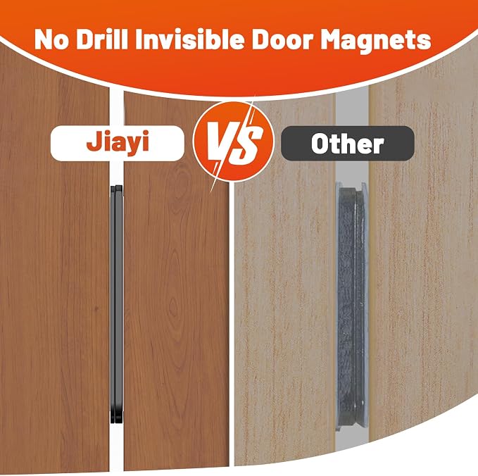Jiayi 8 Pack Ultra Thin No Drill Magnetic Cabinet Door Catch Black, Ultra Thin - Image 5