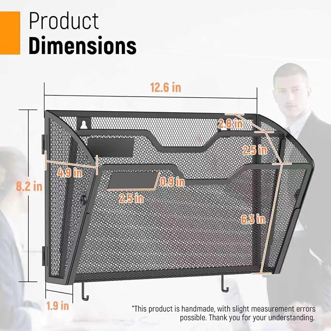 Docnest 3 Pack 2 Tier Mesh Wall File Holders - Image 2