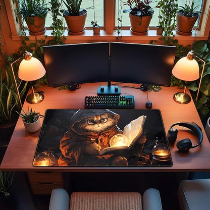 Magical Cat Desk Mouse Mat Black Vintage Desk Pad Playmat - Image 4