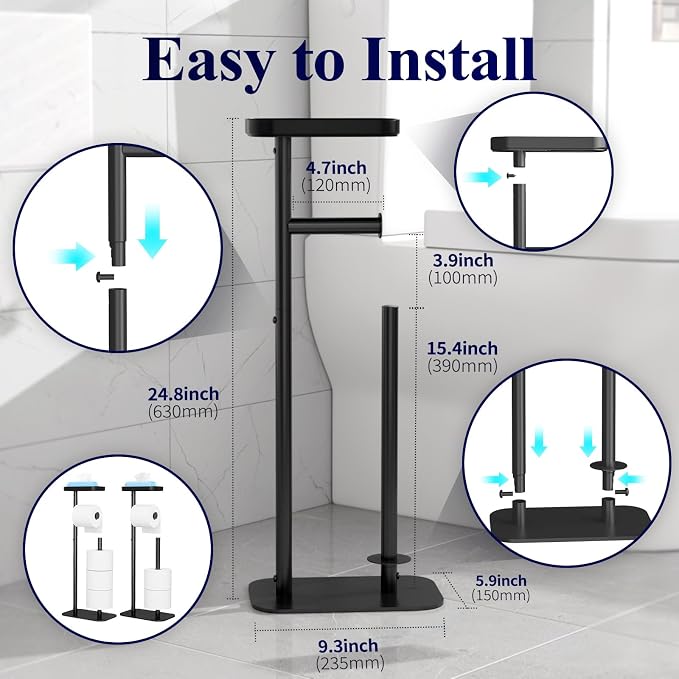 Kitsure Toilet Paper Holder Free Standing – Rustproof Metal Toilet Paper Stand - Image 2