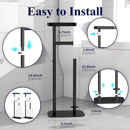 Kitsure Toilet Paper Holder Free Standing – Rustproof Metal Toilet Paper Stand - Image 2