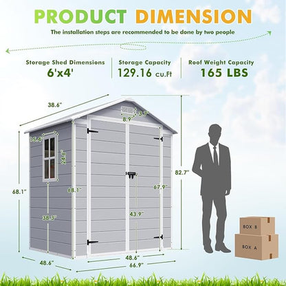 Devoko 6 x 4 FT Resin Outdoor Storage Shed - Image 2